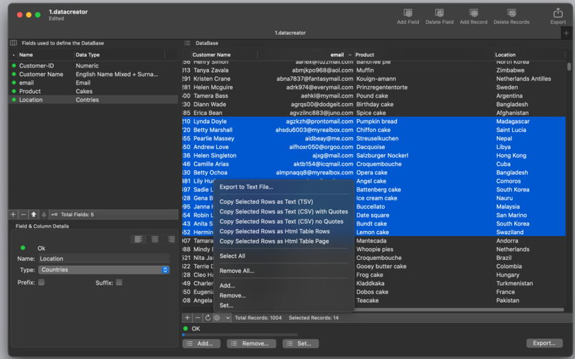 Data Creator 1.7 Mac 破解版 数据自动生成填充工具